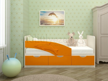 Дельфин-3 Кровать детская 3 ящика без ручек 1.8 Оранжевый глянец в Новомихайловке - novomihajlovka.mebel54.com | фото