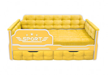Кровать 160 серии Спорт 2 ящика 74 Жёлтый (мягкие боковые накладки) в Новомихайловке - novomihajlovka.mebel54.com | фото