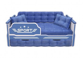 Кровать 170 серии Спорт 1 ящик 85 Синий (подушки) в Новомихайловке - novomihajlovka.mebel54.com | фото