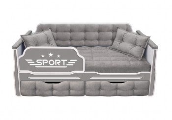 Кровать 170 серии Спорт 2 ящика 45 Серый (подушки) в Новомихайловке - novomihajlovka.mebel54.com | фото