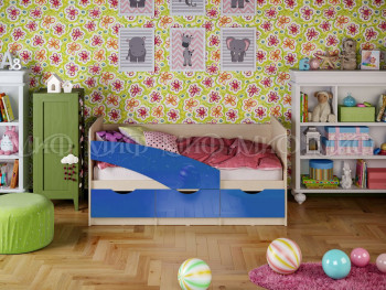 Кровать Бабочки 2,0м (Синий металлик) в Новомихайловке - novomihajlovka.mebel54.com | фото