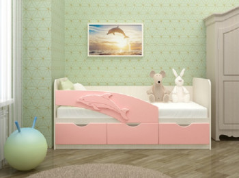 Кровать детская 1,6м Дельфин (Розовый металлик) в Новомихайловке - novomihajlovka.mebel54.com | фото