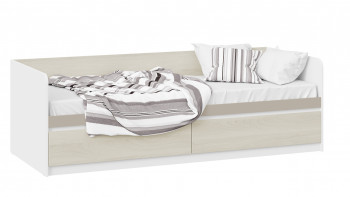 Кровать «Сканди» с 2 ящиками Дуб Гарден/Белый/Глиняный серый в Новомихайловке - novomihajlovka.mebel54.com | фото