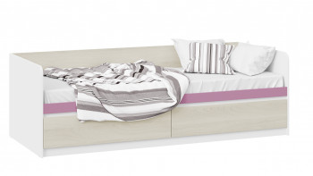 Кровать «Сканди» с 2 ящиками Дуб Гарден/Белый/Лиловый в Новомихайловке - novomihajlovka.mebel54.com | фото