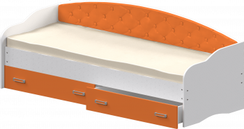 Кровать Софа-7 с мягкой спинкой (800х2000) Белый/Оранжевый в Новомихайловке - novomihajlovka.mebel54.com | фото