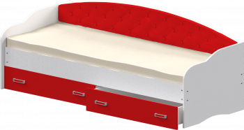 Кровать Софа-8 с мягкой спинкой (900х2000) Белый/Красный в Новомихайловке - novomihajlovka.mebel54.com | фото