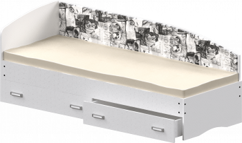 Кровать Софа-9 с мягкой спинкой с рисунком Милана (900х1900) Белый в Новомихайловке - novomihajlovka.mebel54.com | фото