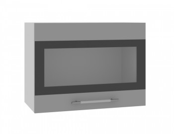 Норд ШВГС 600 Шкаф верхний горизонтальный со стеклом (Софт черный/корпус Белый) в Новомихайловке - novomihajlovka.mebel54.com | фото