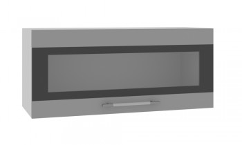 Норд ШВГС 800 Шкаф верхний горизонтальный со стеклом (Софт черный/корпус Белый) в Новомихайловке - novomihajlovka.mebel54.com | фото