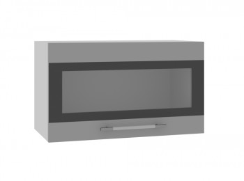 Ройс ПГСФ 600 Шкаф верхний горизонтальный со стеклом с фотопечатью (Графит софт/корпус Серый) в Новомихайловке - novomihajlovka.mebel54.com | фото