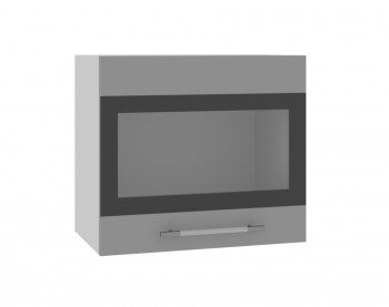 Ройс ВПГСФ 500 Шкаф верхний горизонтальный со стеклом с фотопечатью высокий (Графит софт/корпус Серый) в Новомихайловке - novomihajlovka.mebel54.com | фото