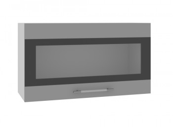 Ройс ВПГСФ 800 Шкаф верхний горизонтальный со стеклом с фотопечатью высокий (Графит софт/корпус Серый) в Новомихайловке - novomihajlovka.mebel54.com | фото