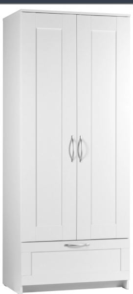 Шкаф двухдверный Сириус с 1 ящиком белый в Новомихайловке - novomihajlovka.mebel54.com | фото