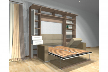 Шкаф-кровать с диваном Каролина в Новомихайловке - novomihajlovka.mebel54.com | фото