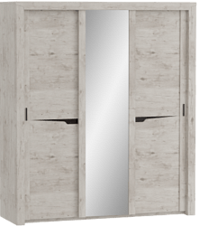 Шкаф трехдверный Соренто с раздвижными дверями Дуб бонифаций/Кофе структурный матовый в Новомихайловке - novomihajlovka.mebel54.com | фото